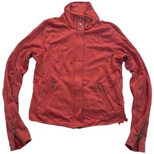 LUCKY BRAND women's red button collar distressed sweater, M.